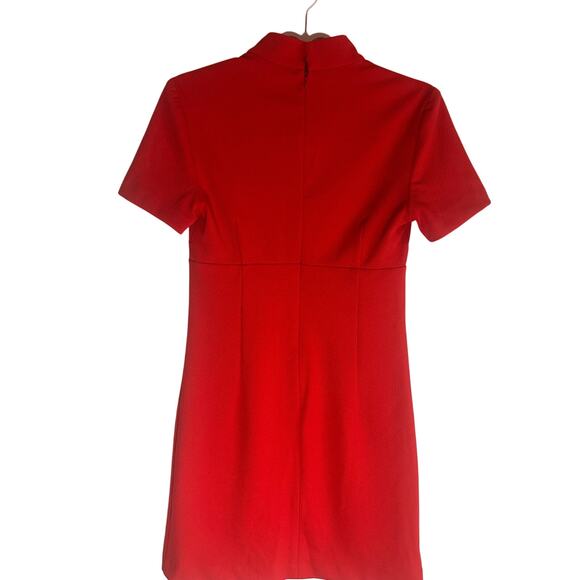 NWT Trina Turk Women's Cutout Mock Neck Mini Dress Short Sleeve Red Bodycon 4 - Picture 10 of 15